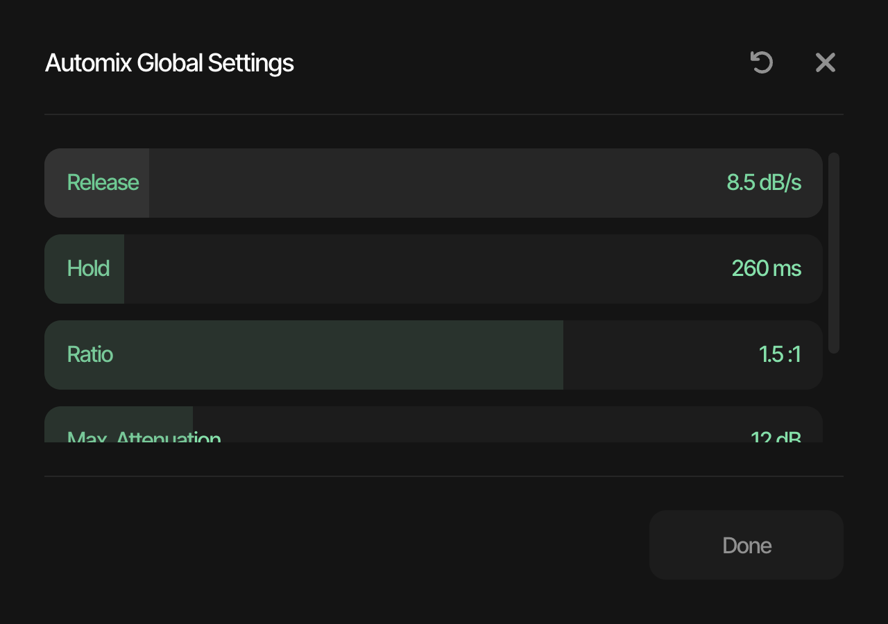 Automix Global Settings