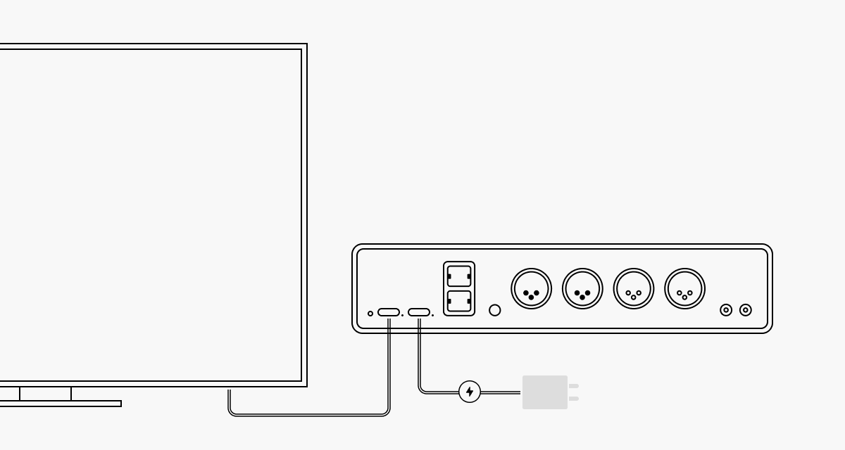 RM1 Connected to Computer and Power Outlet