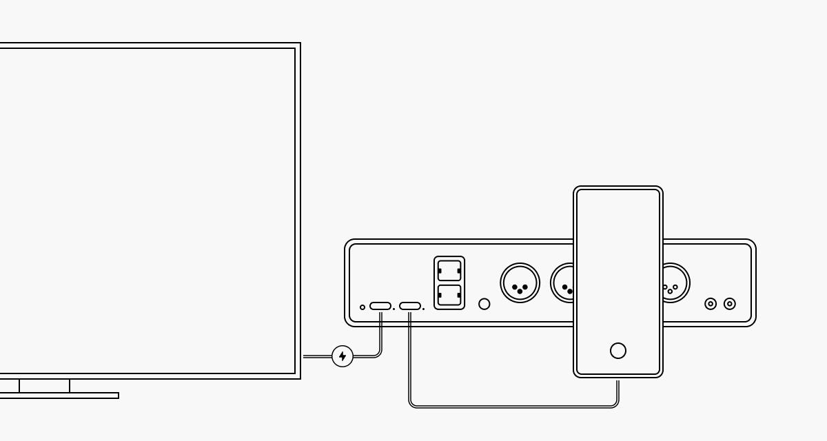 RM1 Connected to Computer and Phone